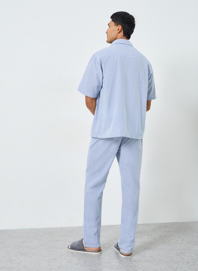 Styli Men Striped Woven Shirt and Pyjama Set - Image 5